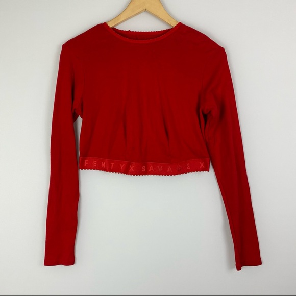 SAVAGE x FENTY Red Long Sleeve Crop Top L - Picture 3 of 9